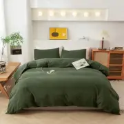 ECOCOTT 3 Pieces Duvet Cover Queen 100% Washed Cotton 1 Duvet Cover with Zipp...