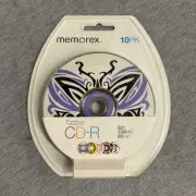 Memorex CD-R 10 Pack Tattoo 52X 700MB 80min Recordable CD-R Sealed