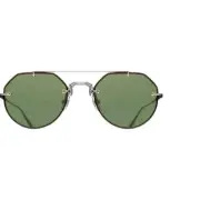 Matsuda M3121 Geometric Sunglass. Dark Tortoise - Antique Silver Sage Green Lens