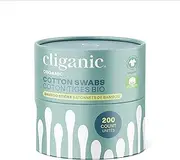 Cliganic Organic Bamboo Cotton Swabs, 200 Count