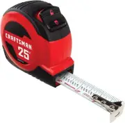 25-Ft Tape Measure with Fraction Markings, Retractable, Self-Locking B