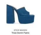 Steve Madden Trixie 9.5 9 Denim Platform Chunky Block Heel Retro 70’s Shoes RARE