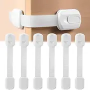 XUNQUCOM 6-Piece Baby Safety Locks with Adjustable Strap and Latch System
