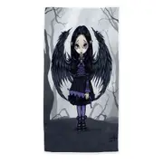 Purple Paper Hearts Gothic Angel in a Scary Forest Beach Towels Medium Large Extra Large