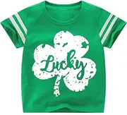[XFSJGNA] Kids St Patricks Day Shirt Boys Girls Saint Patrick's Shamrock Clover Lucky Graphic Tees Toddler Short Sleeve T-Shirt Tops