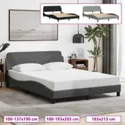 Bed Frame with Headboard Slatted Mattress Base Bedstead Bedroom Fabric vidaXL