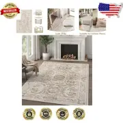 3x5 Washable Retro Floral Carpet - Non-Slip Indoor Area Rug for Living Space