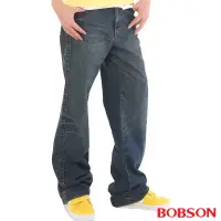 在飛比找Yahoo奇摩購物中心優惠-【BOBSON】男款貓鬚大直筒牛仔褲(藍53)