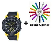 Casio G-Shock Analogue/Digital Carbon Core Guard Black/Yellow Men's Watch GA2000-1A9 Bottle Opener Bundle