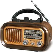 Small Retro Vintage Radio with Bluetooth,Portable Transistor Radio AM FM SW with Best Sound,Excellent Reception,Support TF Card USB MP3 Player,Rechargeable Battery Operated