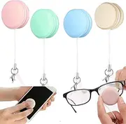 4 Pcs Macaron Phone Screen Cleaner,Macaron Shape Molbile Cleaning Wipes Brushes Cellphone Lanyards Cleaning Balls Fingerprint Proof Screen Cleaner for Laptop Tv Monitors Decorative Bag Pendant