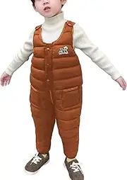 [Libertepe] Toddler Boys Girls Winter Warm Down Puffer Snowsuit Bib Overalls Thicken Snowsuit Trousers Windproof Ski Pants