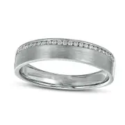 Previously Owned - Men's 0.13 CT. T.W. Natural Diamond Channel-Set Wedding Band in Solid 10K White Gold
