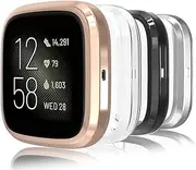 [Hianjoo] [4-Pack] Case Compatible with Fitbit Versa 2, Ultra Slim Soft Full Cover Screen Protector (NOT Replacement for Fitbit Versa Lite/Versa 3) - Clear, Black, Silver, Rose Gold