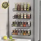 4-Pack Magnetic Spice Rack Organizer, Metal Shelf for Fridge & Microwave, Black