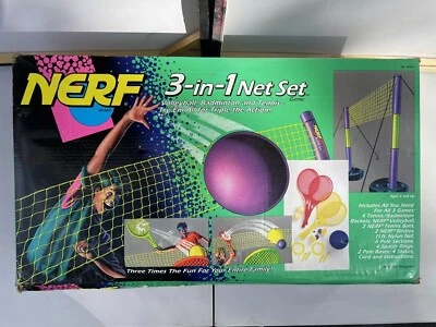 1994 Vintage NERF 3 in 1 Net Set Badminton Tennis Volleyball Foam RARE NEW L@@K!