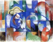 Franz Marc Mural Ceramic Backsplash Bath Nature Bull Tile #1004