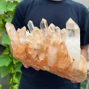 8.7lb Natural Clear White Quartz Crystal Cluster Rough Healing Specimen