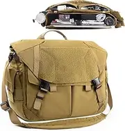 [1TG Tactical] Messenger Bag for Men Women, Tactical Style Satchel Shoulder Bags, Laptop Briefcase, for Work Travel Outdoor - Brown, Brown