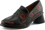 [Spring Step L'Artiste] Rivoire Women's Floral Loafer - Handpainted Flowers, Artisanal & Comfortable Slip-On Shoes