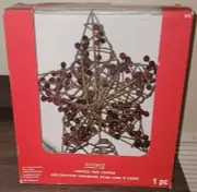 NIB ASHLAND LIGHTED STAR SHAPED TREE TOPPER WITH ALL OVER CRANBERRIES