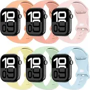 THWALK 6 Pack Bands Compatible with Apple Watch Band 40mm 41mm 42mm 44mm 45mm 46mm 49mm iWatch Silicone Band Ultra 2/Ultra SE Series 10/9/8/7/6/5/4 for Women Men