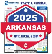 2025 Arkansas AR State/Fed Labor Law All In 1 Compliance Poster Paper/Laminated