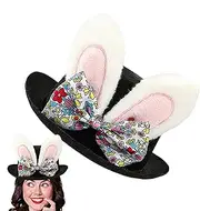 Easter Bunny Hat,Top Hat with Ears Bunny Ear Rabbit Hat - Exquisite Easter Cosplay Props, Festive Rabbit Costume Hats for Women, Men for Halloween, Photography
