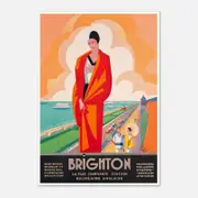 Galrie Brighton Vintage Travel Poster by Roger Broders Charming English Seaside Art, Poster Only, A1 60 x 84cm (23 x 33inch)