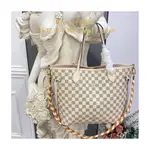 MIA二手 LOUIS VUITTON 路易威登 DAMIER AZUR NEVERFULL MM N45295 粉色