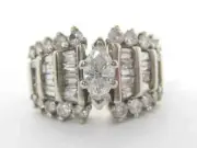 Cluster Wedding 2 Ct Marquise Cut Lab Created Diamond 14K White Gold Plated Ring