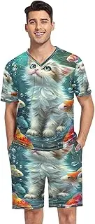 [Joisal] Cute Elf Cartoons in Magic Paradise Men Pajama Sets Short Sleeve Mens Lounge Set