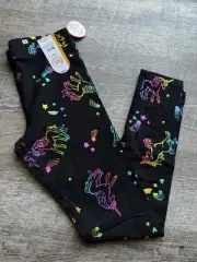 NEW Girl's Wonder Nation Black Shiny Unicorn Soft Leggings Size LARGE 10-12