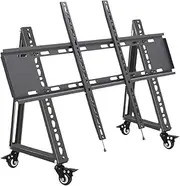 B Baosity Low Height Mobile TV Stand, Adjustable Viewing Angle Versatile Stable Steel Floor Stand Monitor Cart, 55 inch to 85 inch