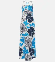 [Faithfull] Faithfull Garcia floral linen maxi dress AU 8 blue