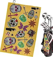 Golf Towels - Absorbent Printing Punk Golf Towel for Cleaning - with Carabiner Clip for Removing Dirt, Mud, Sand and Grass
