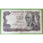舊版歐洲紙幣西班牙100比塞塔 ～W3