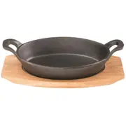 Pyrolux Pyrocast 15.5cm Cast Iron Oval Gratin w/ Tray Pan/Skillet Cookware Black