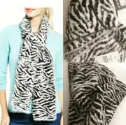 Dkny Fuzzy Scarf Black White Zebra