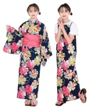 (Flowers galore) Girls' Yukata Set One Piece 2way Size:10 ACT Made in Japan