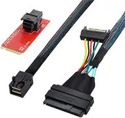 CY M.2 to U.2 U2 Kit SFF-8639 NVME PCIe SSD Adapter & Cable for Mainboard Intel SSD 750, 1.6 Feet Black 8643-8639 Cable+Adapter, Compatible with Personal Computer