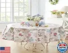 Newbridge Vinyl Oval Tablecloth, 60 x 84 Inch, Bella Easter Rose and Bird Pos