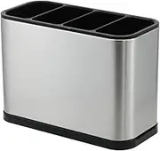 PANMICS Kitchen Utensil Holder for Countertop Flatware Organizer Utensil Crock Holder Caddy Anti Slip Drip Tray Stainless Steel,7.1 x 3.4 x 5.2 inch