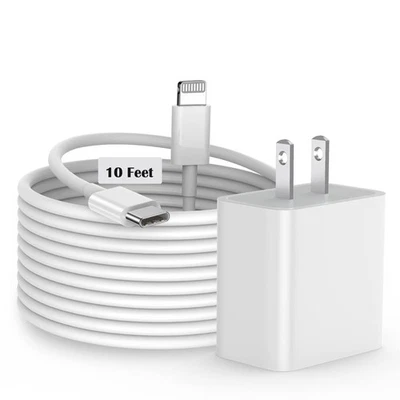 iPhone Fast Charger, [MFi Certified] 20W USB C Fast Charger Block with 10FT T...