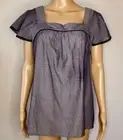 St Johns Bay Womens Top Size Small Square Neck Flutter Sleeve Blouse Lightweight