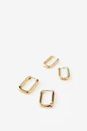 [Rubi] Rubi - 2Pk Mid Earring - Gold plated smooth rectangle OS GOLD PLATED SMOOTH RECTANGLE