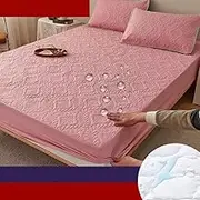 1pcs Embossed Quilted King Mattress Fitted Sheet Bed Cover King Size Sheet Breathable Soft Mattress Cover,hot Pink,150x200x30cm 1Pc