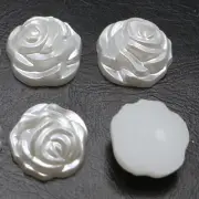 200 Pure White Acrylic Pearl Flatback Engraving Rose Flower Cabochon 12mm