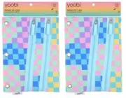 2 Pack Double Zip Binder Pencil Case Multicolor Checkered Yoobi