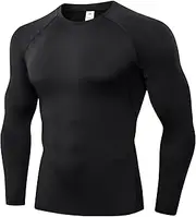 [Yuerlian] Compression Shirt for Men Long Sleeve Sports Running Base Layer Top Quick Dry Gym Workout T-Shirts Athletic Training Undershirts, Black, M